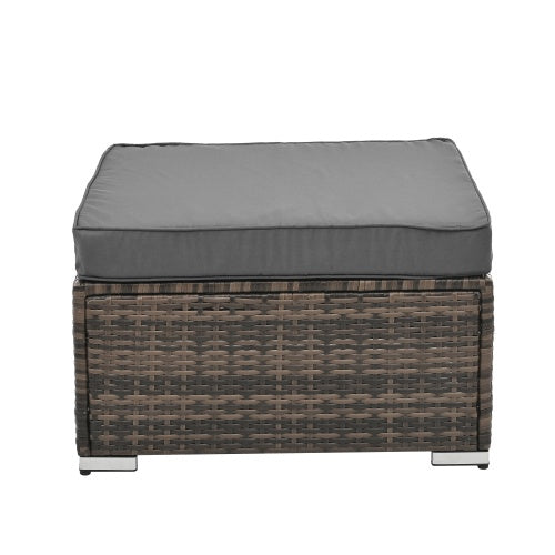 4-Piece PE Wicker Patio Furniture Set with Glass Table