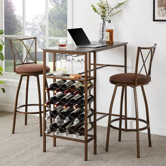 3-Piece Bar Steels Kitchen Dining Room Table Set